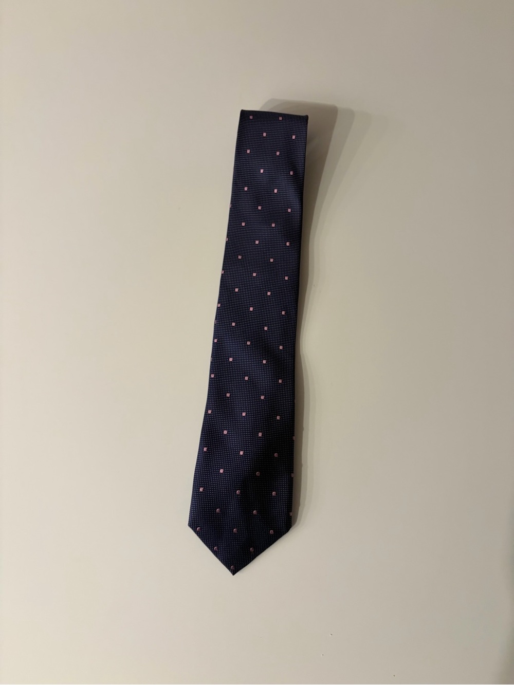 Michael Kors Navy Tie with Pink Micro-Dot Pattern
